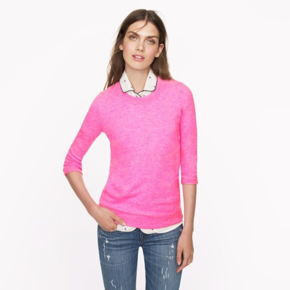J.crew Merino Wool Hot Pink Sweater (XS)